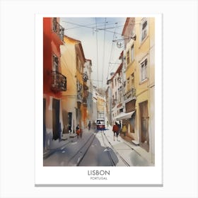 Lisbon Portugal Watercolour Travel Poster 4 Canvas Print