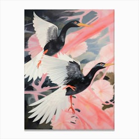 Pink Ethereal Bird Painting Cormorant Canvas Print