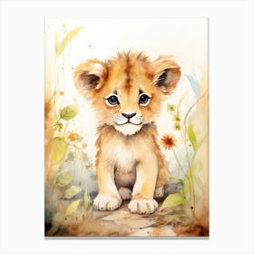 Colouring Watercolour Lion Art Painting 1 Canvas Print