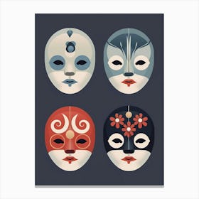 Noh Masks Japanese Style Illustration 23 Canvas Print