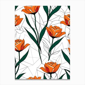 Seamless Pattern With Orange Flowers 1 Canvas Print