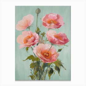 Roses Flowers Acrylic Painting In Pastel Colours 13 Canvas Print
