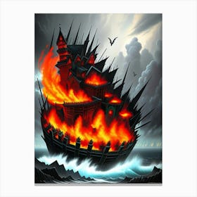 Flaming Ship Canvas Print