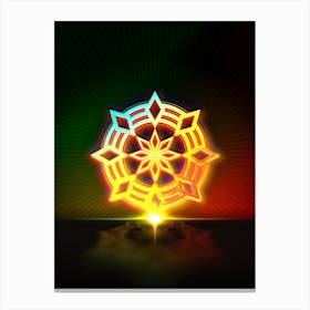 Neon Geometric Glyph in Watermelon Green and Red on Black n.0404 Canvas Print