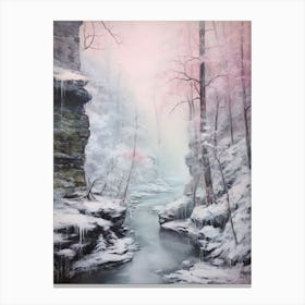 Dreamy Winter Painting Bohemian Switzerland National Park 3 Canvas Print