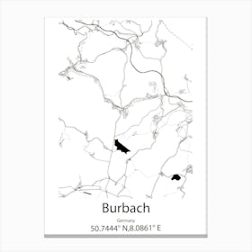 Burbach,Germany Minimalist Map Canvas Print