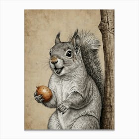 Squirrel Eating Nut Canvas Print