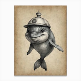 Dolphin In A Hat Canvas Print