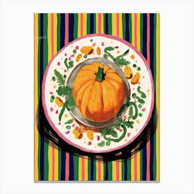 A Plate Of Pumpkins, Autumn Food Illustration Top View 45 Canvas Print