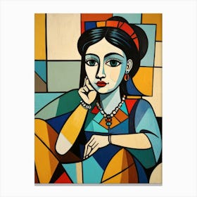 Woman In A Blue Dress Canvas Print