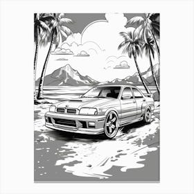 Subaru Impreza Wrx Sti Tropical Drawing 1 Canvas Print