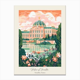 Palace Of Versailles   Versailles, France   Cute Botanical Illustration Travel 2 Poster Canvas Print