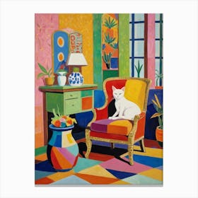 Cat In A Chair Style Henri Matisse Canvas Print