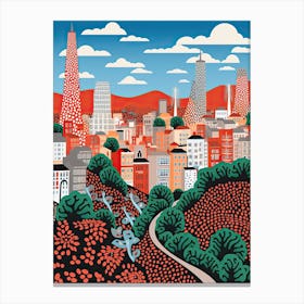 San Francisco, Illustration In The Style Of Pop Art 1 Canvas Print