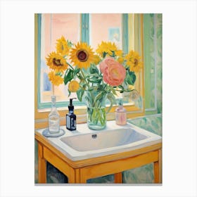 A Vase With Sunflower, Flower Bouquet 2 Canvas Print