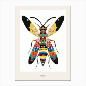 Colourful Insect Illustration Wasp 5 Poster Canvas Print