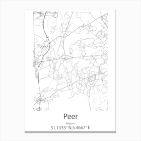 Peer,Belgium Minimalist Map Canvas Print