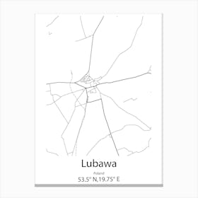 Lubawa,Poland Minimalist Map Canvas Print