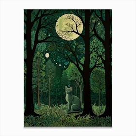 William Morris Cat In The Forest 10 Canvas Print