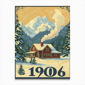 Aihrgdesign A Vintage Travel Poster Of A Cozy Mountain Lodge 2 Canvas Print