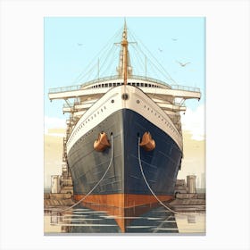 Titanic Ship Charcoal Modern Illustration 1 Canvas Print