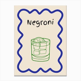 Negroni Doodle Poster Blue & Green Canvas Print