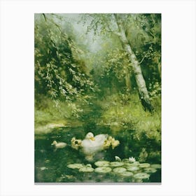 Duck In A Pond Canvas Print