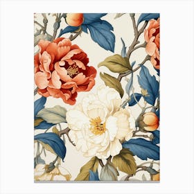 Wallpaper With Peonies Canvas Print