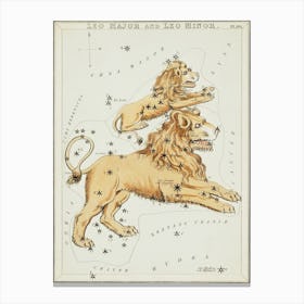 Sidney Hall’s (1831), Astronomical Chart Illustration Of The Leo Major And The Leo Minor Canvas Print