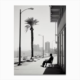 Haifa, Israel, Mediterranean Black And White Photography Analogue 3 Canvas Print