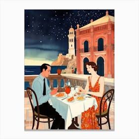 Dinner At The Restaurant Canvas Print