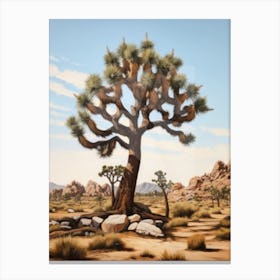  A Classic Oil Painting Of A Joshua Tree Neutral Colour 2 Canvas Print