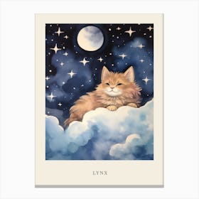 Baby Lynx 4 Sleeping In The Clouds Nursery Poster Canvas Print
