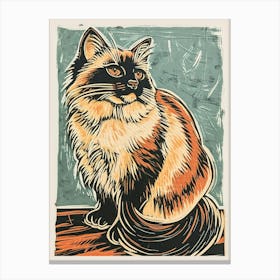 Himalayan Cat Linocut Blockprint 4 Canvas Print