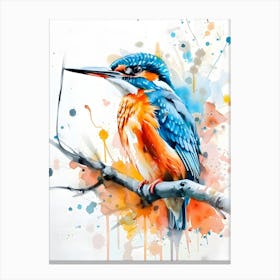 Kingfisher Colorful Illustration Canvas Print