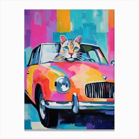 Mg Mgb Vintage Car With A Cat, Matisse Style Painting 0 Canvas Print
