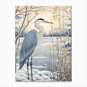 Winter Bird Painting Great Blue Heron 4 Canvas Print