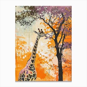 Giraffes By The Tress Illustration 3 Canvas Print