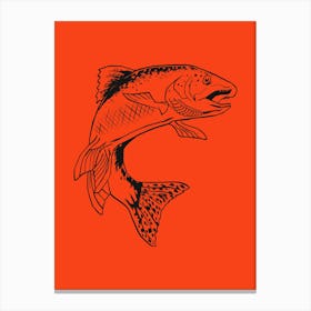 Trout On Orange Background.uk Canvas Print