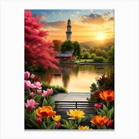 Sunset In The Park Canvas Print