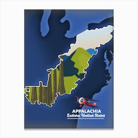 Map Of Appalachia USA Canvas Print