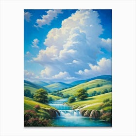 Cumulus Clouds Billowing Gentle Giants Against A Backdrop Of Vivid Azure Sky Tower Over A Varied (4) Canvas Print