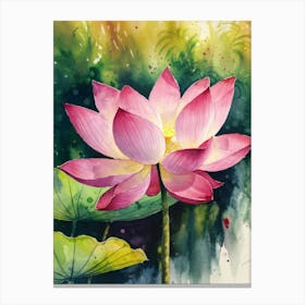 Lotus Flower, Water Color Painting Canvas Print