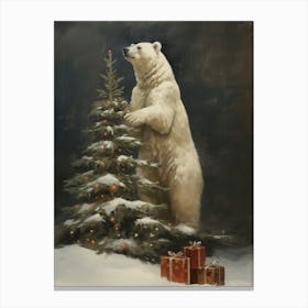 Polar Bear Christmas Tree Canvas Print