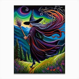 Witch With Broom 3 Canvas Print