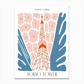 Tokyo Tower, Japan, Travel Poster In Cute Illustration Canvas Print