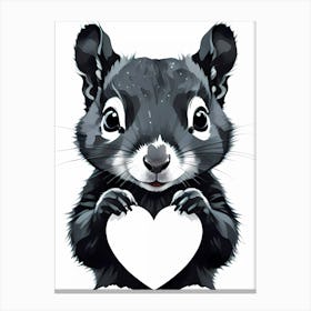 I Love Squirrels A Baby Squirrel Holding A Heart Canvas Print