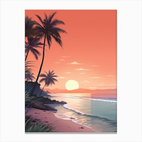 Illustration Of Half Moon Bay Antigua In Pink Tones 1 Canvas Print