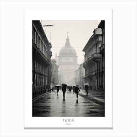 Poster Of Turin, Italy, Black And White Analogue Photography 4 Canvas Print