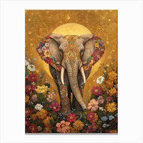 Elephant In Flowers Canvas Print